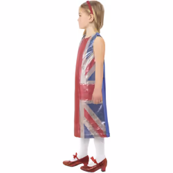 Smiffys Girls All That Glitters Union Jack Costume Dress - 4-6 Years, Red/Blue/Silver