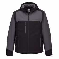 Portwest Mens KX3 Hooded Soft Shell Jacket - 3XL, Black/Grey