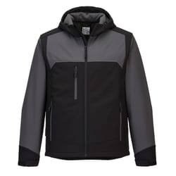 Portwest Mens KX3 Hooded Soft Shell Jacket - 3XL, Black/Grey