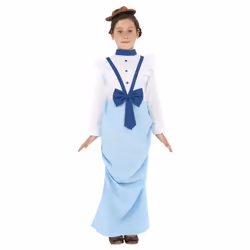 Smiffys Girls Victorian Costume Set - 10-12 Years, Blue/White