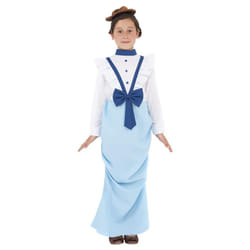 Smiffys Girls Victorian Costume Set - 10-12 Years, Blue/White