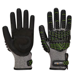 Portwest Unisex Adult A755 VHR15 Impact Resistant Nitrile Grip Gloves - XS, Black/Green