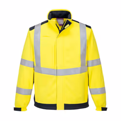 Portwest Mens Hi-Vis Modaflame Multi-Norm Soft Shell Jacket - M, Yellow/Navy