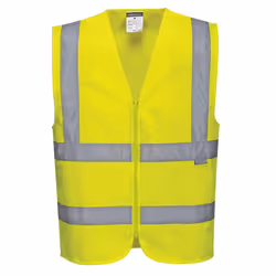 Portwest Mens Band & Brace Zip Front Safety Hi-Vis Vest - 3XL, Yellow