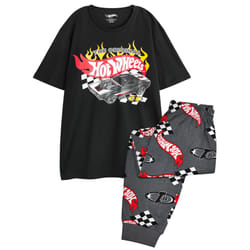 Hot Wheels Mens The Original Long Leg Short-Sleeved Pyjama Set - S, Black/Grey