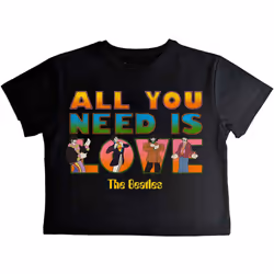 The Beatles Womens/Ladies Yellow Submarine AYNIL Stacked Crop Top - XXL, Black