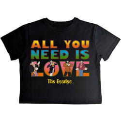 The Beatles Womens/Ladies Yellow Submarine AYNIL Stacked Crop Top - XXL, Black