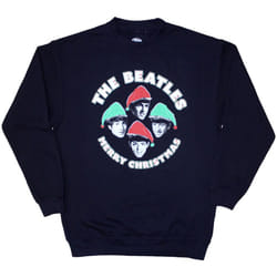 The Beatles Unisex Adult Xmas Hats Sweatshirt - M, Navy Blue