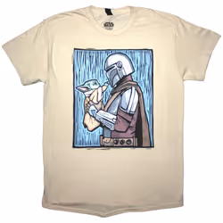 Star Wars Unisex Adult The Mandalorian Holding Grogu T-Shirt - XL, White