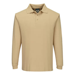 Portwest Mens Flame Resistant Anti-Static Long-Sleeved Polo Shirt - S, Tan
