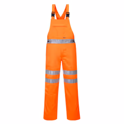 Portwest Mens RT43 Polycotton Hi-Vis Safety Bib And Brace Trouser - 41R, Orange