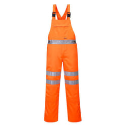 Portwest Mens RT43 Polycotton Hi-Vis Safety Bib And Brace Trouser - 41R, Orange