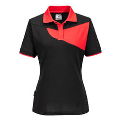 Portwest Womens/Ladies PW2 Polo Shirt - XS, Black/Red