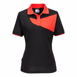 Portwest Womens/Ladies PW2 Polo Shirt - M, Black/Red