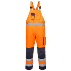 Portwest Mens Dijon Contrast High-Vis Safety Bib And Brace Trouser - XXL R, Orange/Navy