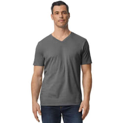 Gildan Mens Softstyle V Neck T-Shirt - L, Charcoal