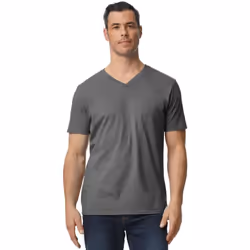 Gildan Mens Softstyle V Neck T-Shirt - M, Charcoal