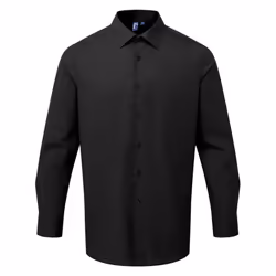 Premier Mens Poplin Long-Sleeved Formal Shirt - 3XL, Black