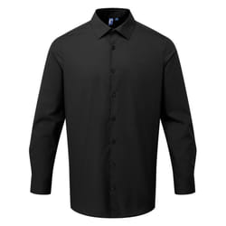 Premier Mens Poplin Long-Sleeved Formal Shirt - S, Black