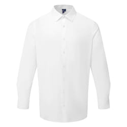 Premier Mens Poplin Long-Sleeved Formal Shirt - S, White