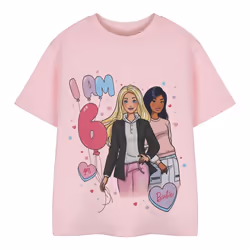 Barbie Girls Short-Sleeved 6th Birthday T-Shirt - 5-6 Years, Pink