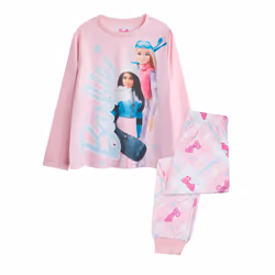 Barbie Girls Winter Ski Long-Sleeved Long Pyjama Set - 9-10 Years, Pink