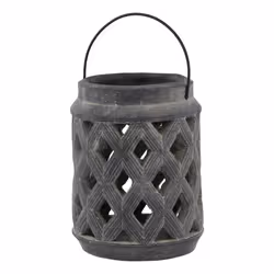 Hill Interiors Amalfi Lattice Lantern - 23cm x 17cm x 17cm, Grey