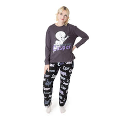 Casper Womens/Ladies Character Long-Sleeved Long Pyjama Set - M, Grey/Black