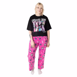 Monster High Womens/Ladies Group Pose Long Pyjama Set - XL, Black/Pink