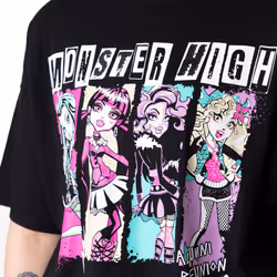 Monster High Womens/Ladies Group Pose Long Pyjama Set - XL, Black/Pink