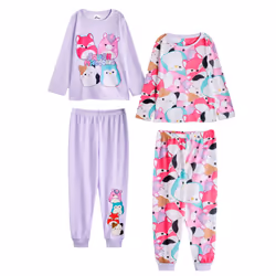 Squishmallows Girls Characters Long-Sleeved Long Pyjama Set (Pack of 2) - 13-14 Years, Purple