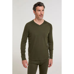Mountain Warehouse Mens Talus V Neck Thermal Top - L, Khaki Green