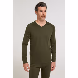 Mountain Warehouse Mens Talus V Neck Thermal Top - XL, Khaki Green