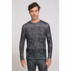 Mountain Warehouse Mens Talus Camouflage Thermal Top - XXS, Khaki Green