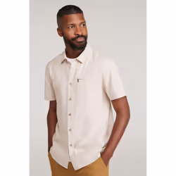 Mountain Warehouse Mens Coconut Slub Short-Sleeved Shirt - S, Beige
