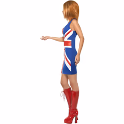 Smiffys Womens/Ladies Ginger Power Union Jack Costume - M, Royal Blue/Red/White