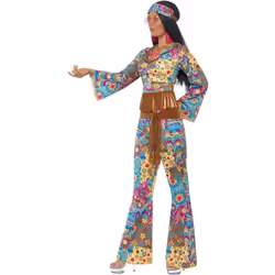 Smiffys Womens/Ladies Flower Power Hippy Costume - S, Multicoloured