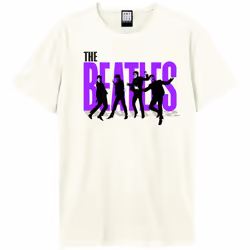 Amplified Unisex Adult Fab Four The Beatles Logo T-Shirt - L, Vintage White