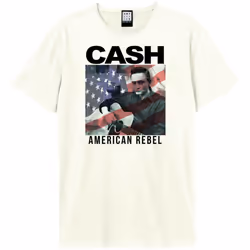 Amplified Unisex Adult American Rebel Johnny Cash T-Shirt - XXL, Vintage White