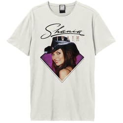 Amplified Unisex Adult Face Shania Twain T-Shirt - XS, Vintage White