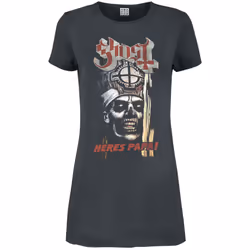 Amplified Womens/Ladies Here's Papa Ghost T-Shirt Dress - M, Charcoal