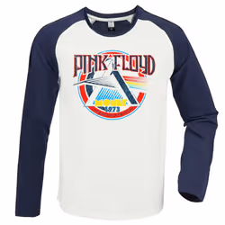 Amplified Unisex Adult Money Pink Floyd Raglan Long-Sleeved T-Shirt - S, Vintage White/Navy