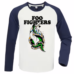 Amplified Womens/Ladies Snake Foo Fighters Raglan Long-Sleeved T-Shirt - S, Vintage White/Navy