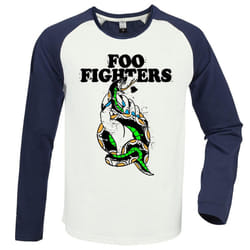 Amplified Womens/Ladies Snake Foo Fighters Raglan Long-Sleeved T-Shirt - S, Vintage White/Navy