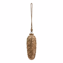 Hill Interiors Wooden Pine Cone Bauble - 12cm x 6cm x 6cm, Natural