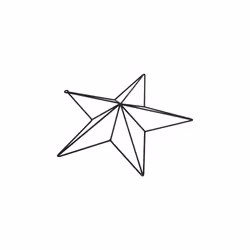 Hill Interiors Convexed Star Frame Ornament - 8cm x 25cm x 25cm, Matt Black
