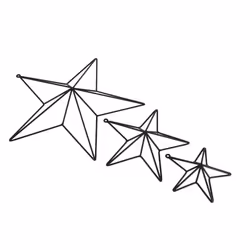 Hill Interiors Convexed Star Frame Ornament - 8cm x 25cm x 25cm, Matt Black