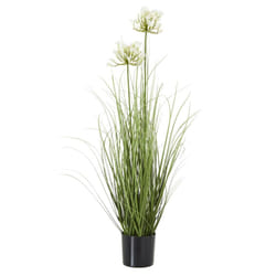 Hill Interiors Agapanthus Plant Pot - One Size, White/Green
