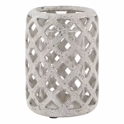 Hill Interiors Stone Effect Hurricane Lantern - 23cm x 16cm x 16cm, Grey