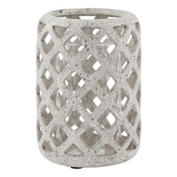 Hill Interiors Stone Effect Hurricane Lantern - 32cm x 20cm x 20cm, Grey